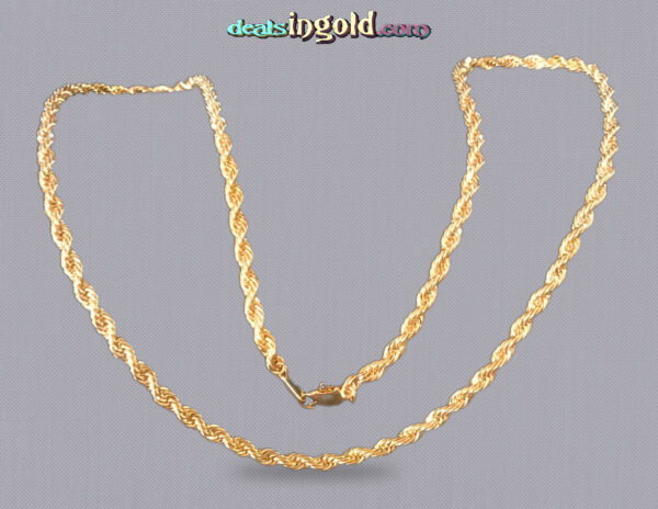 24KT Gold Bonded Diamond Cut Rope Necklace