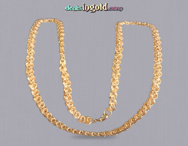 24KT Gold Bonded Twisted Braided Rope Necklace